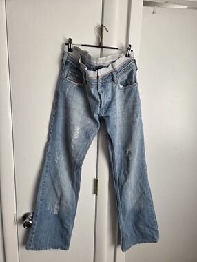 Diesel Vintage Distressed Grunge Blue Bootcut Straight Underwear Jeans Size 33